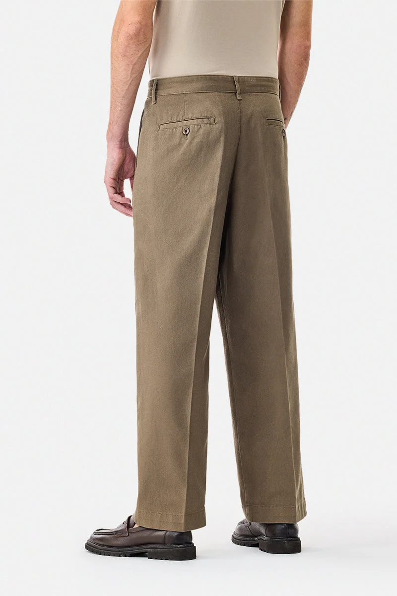 Snitch Brown 100% Cotton Baggy Trousers for Men | Best Price UAE